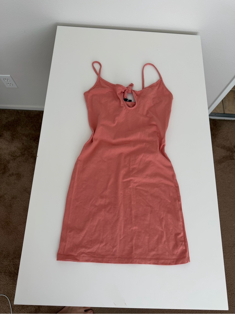Forever 21 Coral Tie-Front Spaghetti Strap Mini Dress